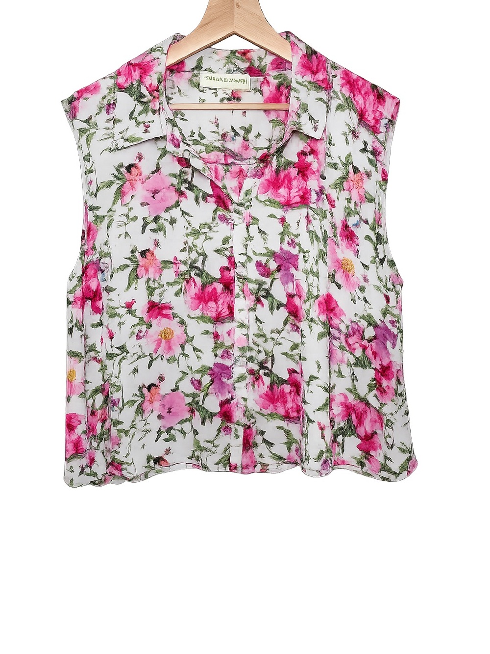 Cynthia Rowley Floral Sleeveless Blouse | Romantic Cottagecore Button Front Top - Picture 2 of 9